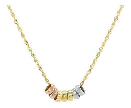 Imagen 1 de 4 de Cadena Gargantilla Dama 7 Aros Con 3 Oros De 14k Sólido