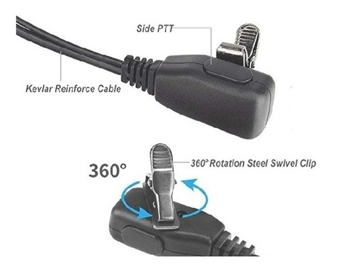 Imagen 6 de 7 de Manos Libres Baofeng Kenwood Tipo Escolta Tubo Acústico