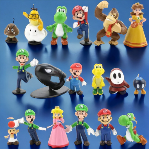 Set De 18 Muñequitos Mario Bros, Princess Peach Y Sus Amigos