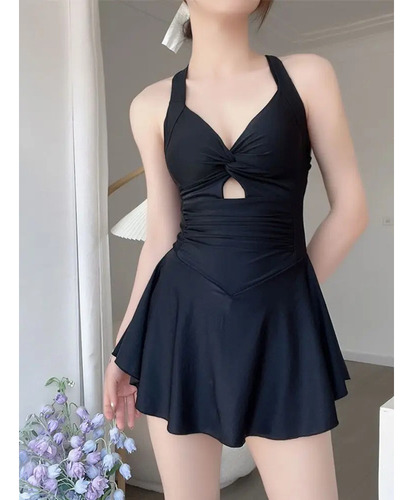 Traje Playa Cintura Ajustada Color Liso Mujer