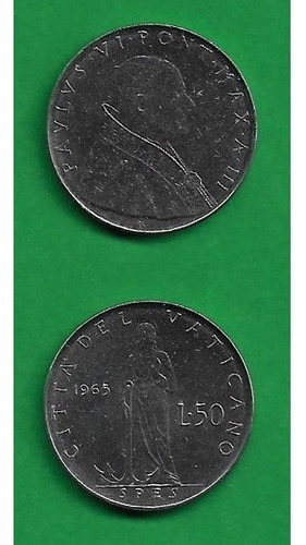 Grr-moneda De El Vaticano 50 Liras 1965 - Papa Paulo V I
