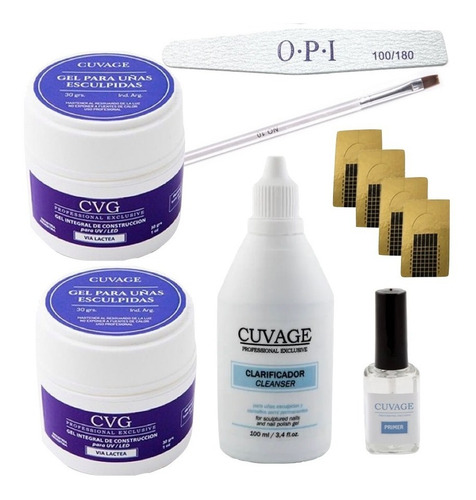 Kit Uñas Esculpidas Gelificadas Combo Gel Lima Pincel Molde