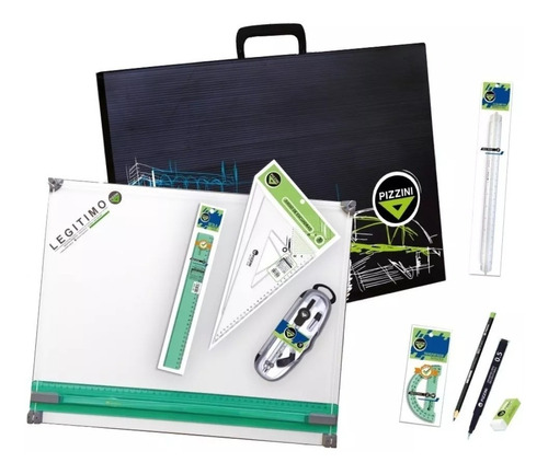 Kit Pizzini Tablero Dibujo 40x50 Cm Sin Atril Con Utiles !!!