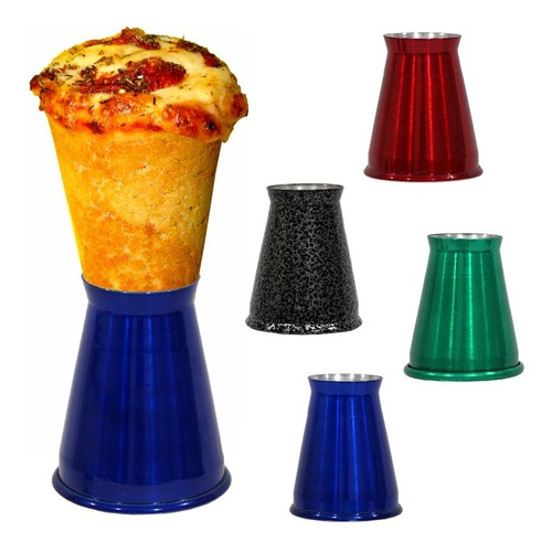 Kit 30 Suportes Alumínio Colorido Pizza Cone Medio Gastrobel