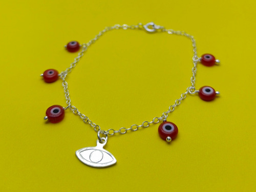 Pulsera Ojo Turco Rojo Proteccion Plata 925