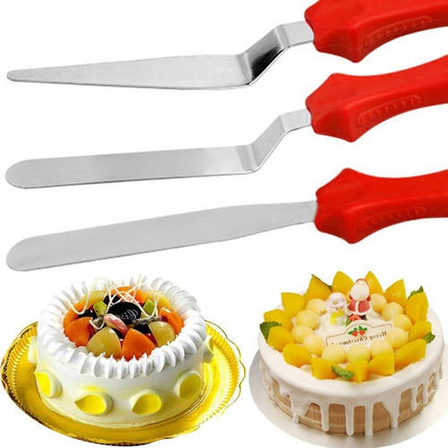 Set De Tres Espátulas Con Angulo Reposteria Acero Inoxidable