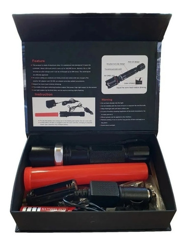 Imagen 8 de 8 de Linterna Tactica Led Zoom Recargable Baliza Cargador Usb