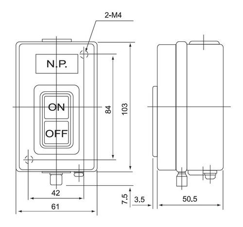 Imagen 4 de 6 de Interruptor Tipo Botonera 30amp Arrancador En Caja Metálica