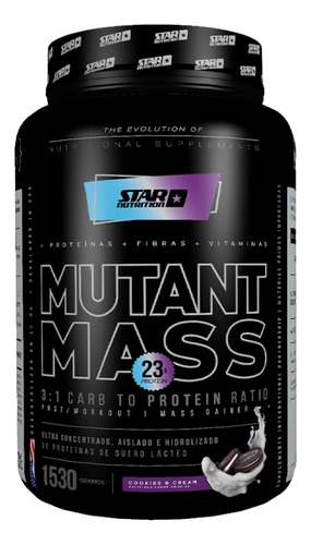 Mutant Mass Star Nutrition 1.5 Kg  Ganador  De Masa Muscular Sabor Cookies and Cream