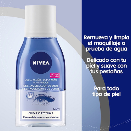 Nivea Desmaquillante Bifásico Rostro 3 Pzas De 125 Ml C/u