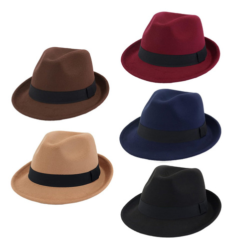 Gionforsy, Paquete De 5 Sombreros Fedora Para Hombre, Sombre