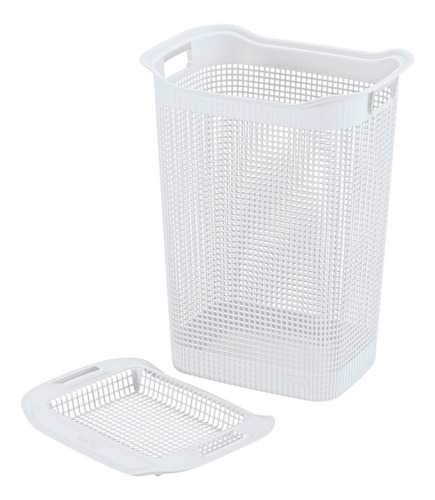 Canasta Para  Ropa Plastica 50 Litros Cuadrada Blanca Rimax