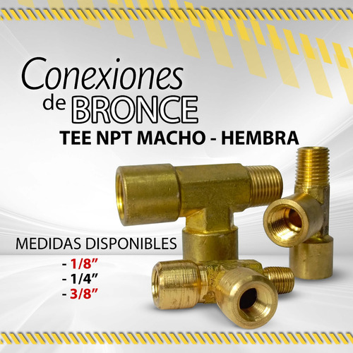 Tee Npt Macho-hembra / Variedad D Medidas / Conex D Bronce 