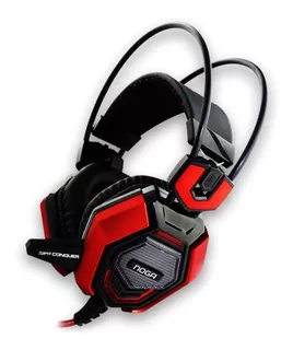 Auriculares Gamer Noga Conquer Headset Pc Potente+microfono Color Negro con rojo Color de la luz Rojo