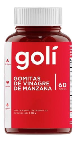 Golí Gomitas De Vinagre Manzana Frasco 60 Piezas 240gr Sfn