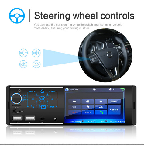 4.1 Bluetooth Car Stereo Audio Fm Aux Input Receptor Tf Usb