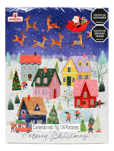 Calendario De Adviento Navideño Con Chocolates 75gr X16uds