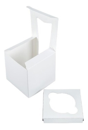 Caja Blanca Con Visor Para 1 Ponque 11.4x11.4x11.4cm (12und)
