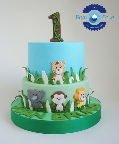 Torta Cumpleaños Artesanal Animalitos De La Selva