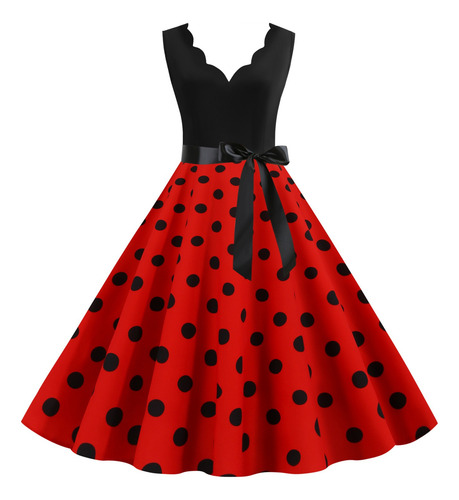 Minivestido Corto Estampado Sin Mangas Con Cuello En V Para