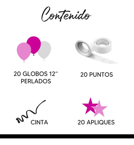 Kit Decoración Globos Para Techo Con Puntos De Pegamento Color Rose