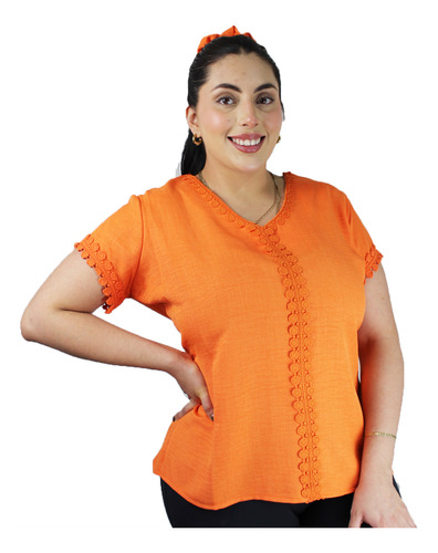 Blusa Elegante Con Guipiure Diseño Fresco Para Dama Mujer