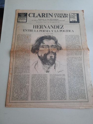 Antiguo Suplemento Clarín     Año Hernandiano    9/11/72