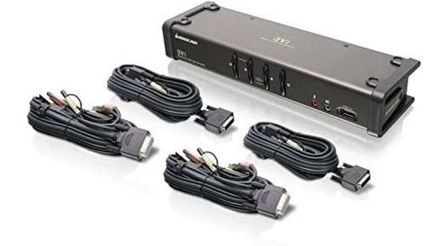 Iogear Interruptor Dvi Con Audio Y Cables Gcs1104 (negro), N