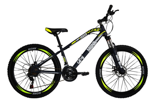Imagen 1 de 2 de Mountain bike Monk INXSS  2021 R26 18" 21v color negro/amarillo con pie de apoyo