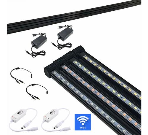 Kit 04 Led Aquário Jumbo 150cm C/ Fonte + Wi-fi Sem Suporte