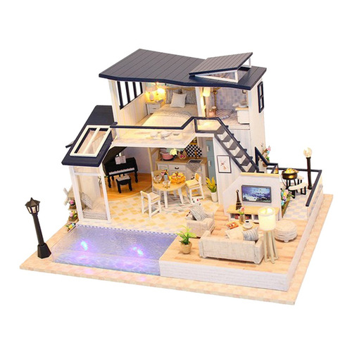 Imagen 1 de 6 de Casa De Muñecas Diy Kit De Madera En Miniatura Con Muebles