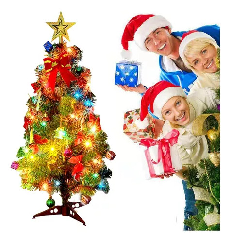 Árbol Navidad Pequeño Mesa 30 Cm Con Decoración Serie Led