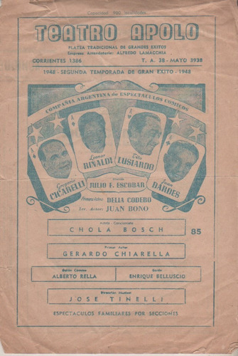 Antiguo Programa - Teatro Apolo - Año 1948 - Unico