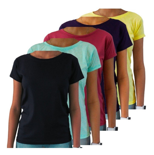 Imagem 2 de 4 de Kit 5 Camiseta Feminina Algodão Atacado Blusa De Fabrica