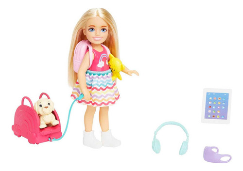 Barbie Muñeca Chelsea, Set De Viaje Muñecas Y Cachorros W.
