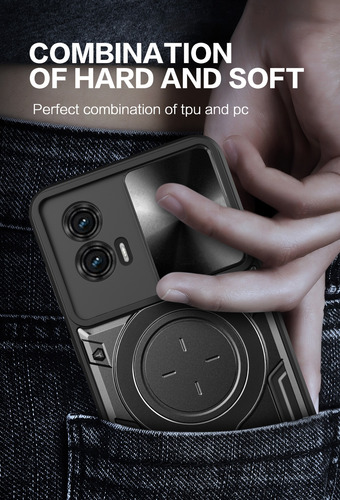 Funda Para Moto G73 5g Jiashang Uso Rudo Anillo Metalico Negro Jiashang