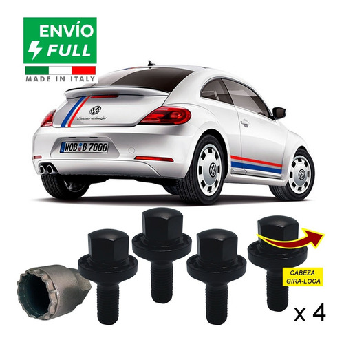 Set 4 Tuercas Seguridad Vw Beetle Envio Full