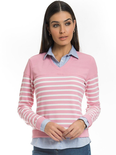 sueter com camisa embutida feminina