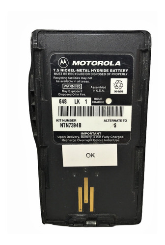 Bateria Para Radio Motorola Visar Ntn7394b Nickel 7.5v 