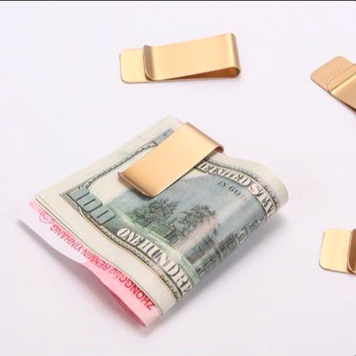 50 Clip Sujeta Billetes Cartera Metal Inoxidable Tarjeta Color Dorado