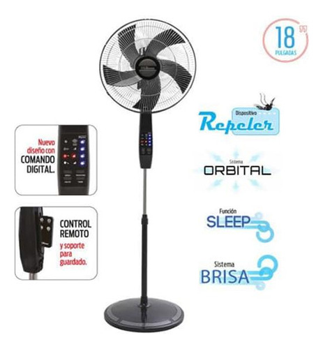 Ventilador Liliana Vpd18r De Pie 18  75w 3 Velocidades