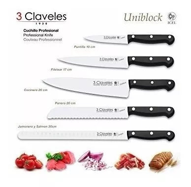 Cuchillo cebollero de 20 cm 3 Claveles Uniblock 1158