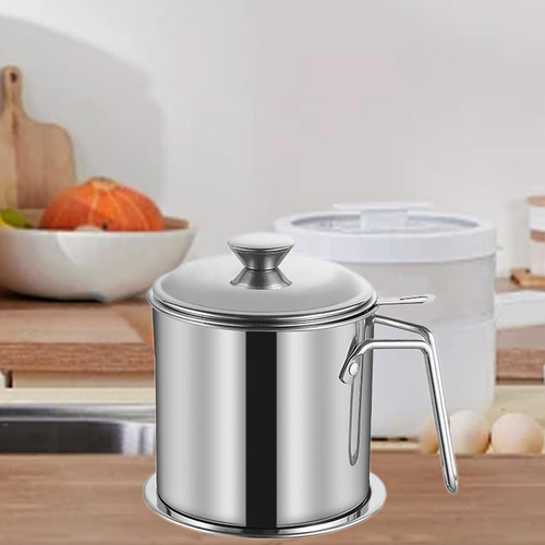 Bacon Container With Filter Handle Oil Filter Pot Frying Oil