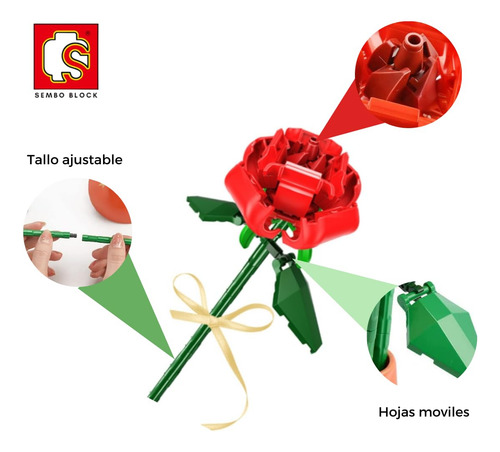 Set De Bloques De Construcción Rosa Y Rojo Ladrillos Flor