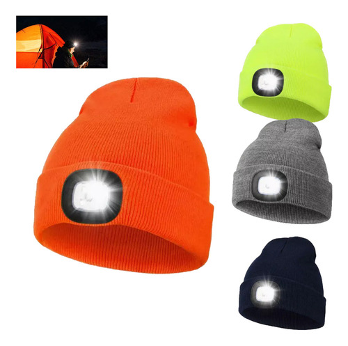 Gorra De Linterna Clásica Tejida Con Puños Con Lámpara