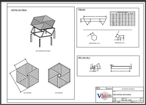 Imagem 3 de 3 de Projeto: Mesa Sextavada