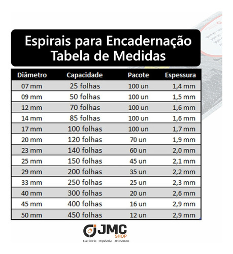 Espiral Para Encadernação Preto 17mm P/ 100 Folhas A4 100un