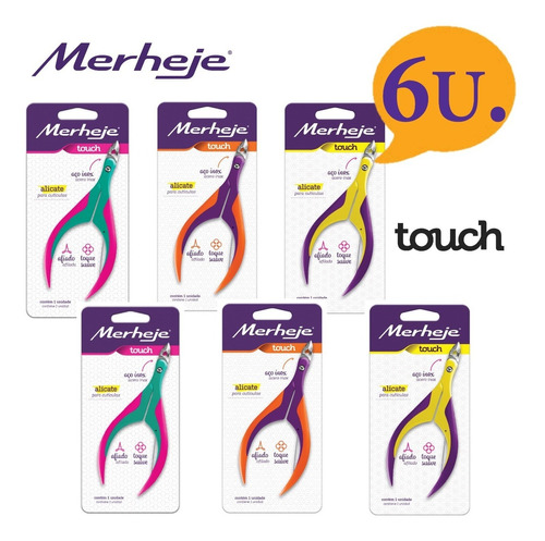 Kit 6 Alicates De Cutícula Merheje Touch- Manicuria- Premium