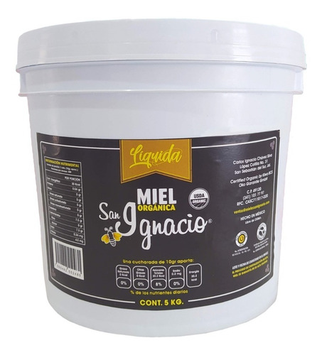 Miel Orgánica San Ignacio Liquida Multifloral Cubeta 5kg