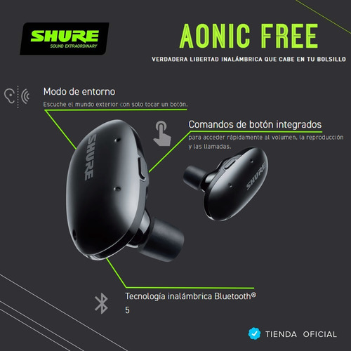 Imagen 4 de 10 de Auriculares Shure Aonic Free Inalámbricos Negros In-ear